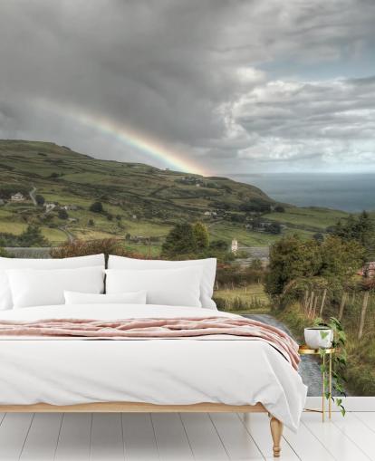 Stormy Rainbow in Countryside Mural Stormy Rainbow in Countryside Mural