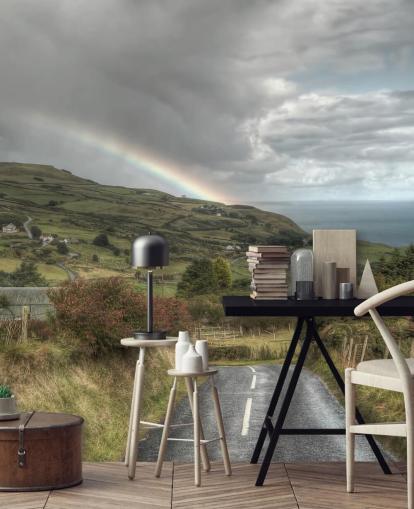 Stormy Rainbow in Countryside Mural Stormy Rainbow in Countryside Mural