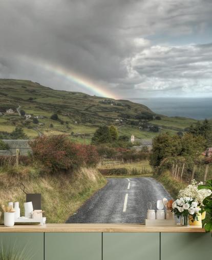 Stormy Rainbow in Countryside Mural
