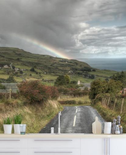 Stormy Rainbow in Countryside Mural