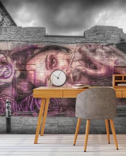 Graffiti meisje behang