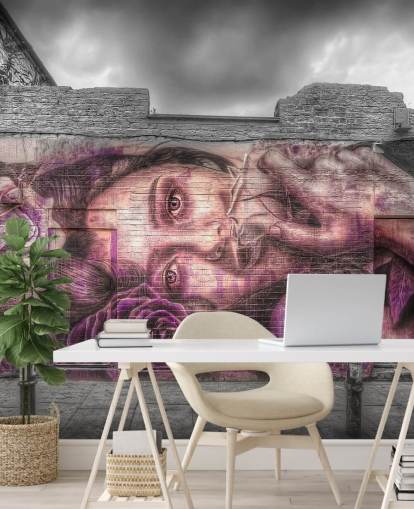 Graffiti meisje behang