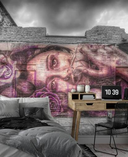 Graffiti meisje behang