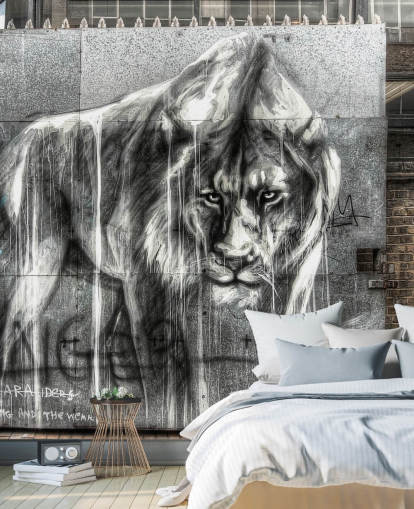 Lion Graffiti Wall Mural