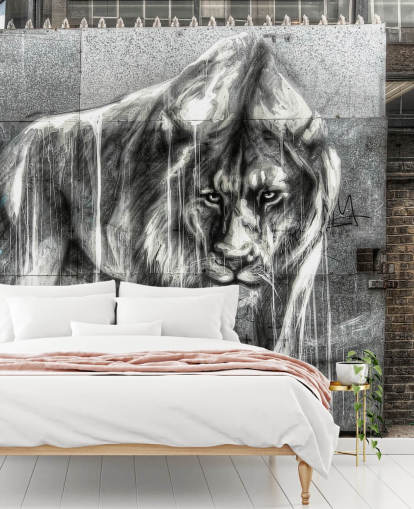 Lion Graffiti Wall Mural