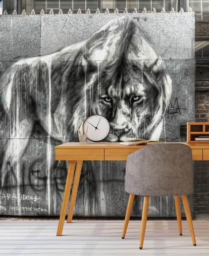 Löwe-Graffiti-Wandgemälde