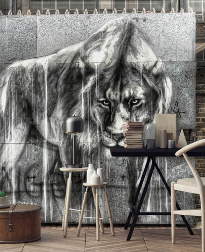Mural de pared Grafiti león