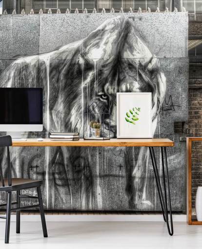 Lion Graffiti Wall Mural