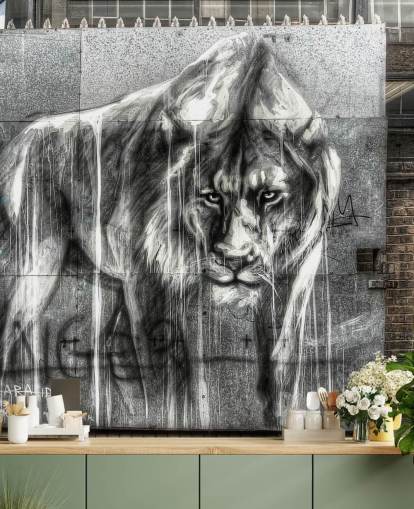 Lion Graffiti Wall Mural