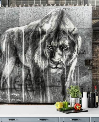 Mural de pared Grafiti león