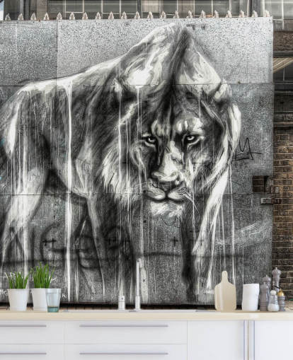 Lion Graffiti Wall Mural