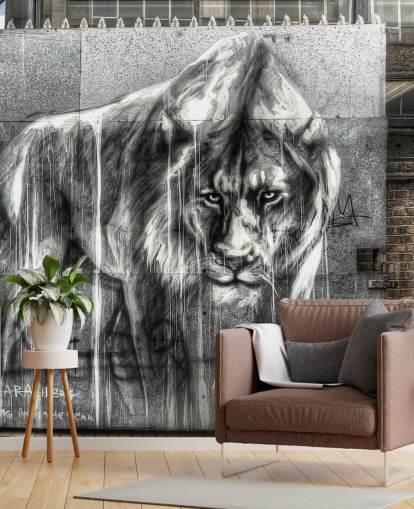 Lion Graffiti Wall Mural