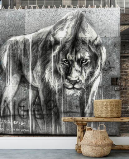 Lion Graffiti Wall Mural