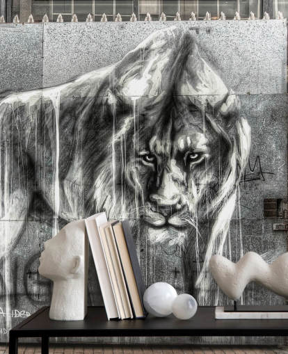 Mural de pared Grafiti león