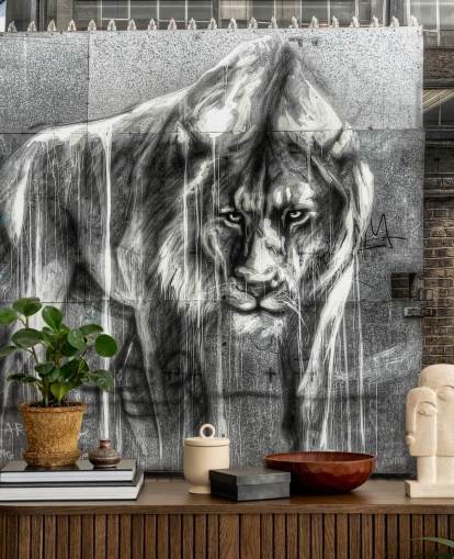 Lion Graffiti Wall Mural