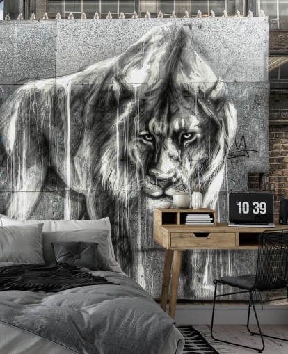 Lion Graffiti seinämaalaus Lion Graffiti seinämaalaus