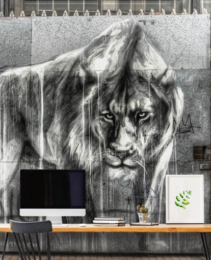 Lion Graffiti Wall Mural