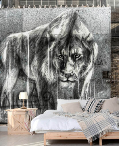 Lion Graffiti Wall Mural
