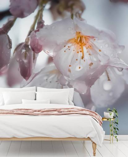 Decorazione murale con gocce di pioggia sul fiore