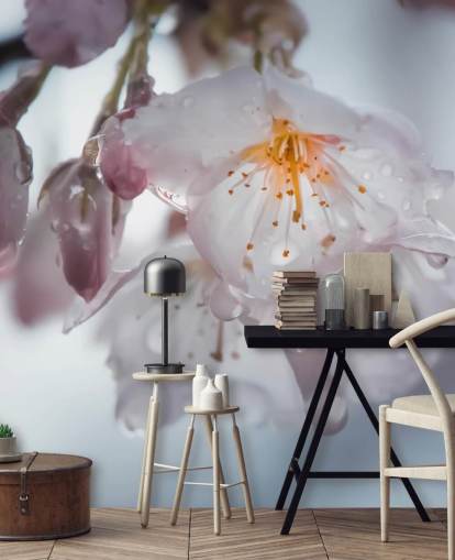 Decorazione murale con gocce di pioggia sul fiore