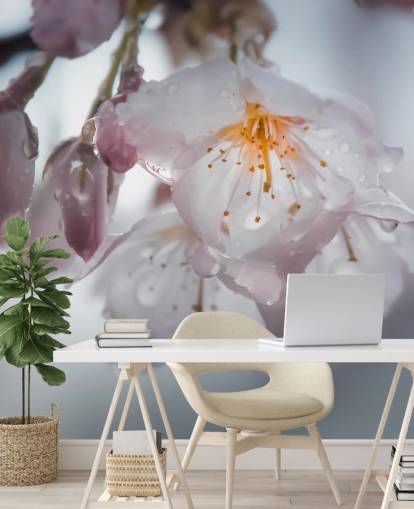 Decorazione murale con gocce di pioggia sul fiore Decorazione murale con gocce di pioggia sul fiore