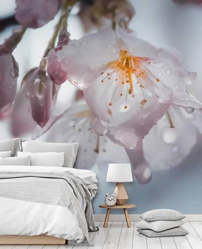 Decorazione murale con gocce di pioggia sul fiore