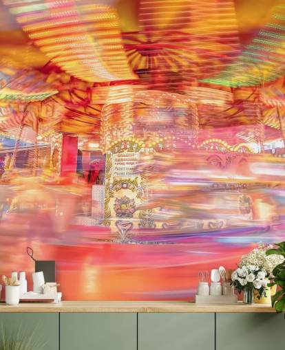 wazig rood carrousel behang wazig rood carrousel behang