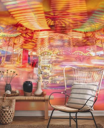 wazig rood carrousel behang