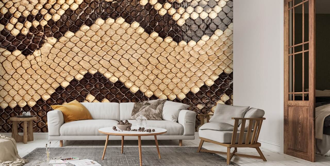 Brown Snake Skin Print Mural | Wallsauce UK