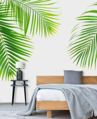 light green palm leaves wallpaper