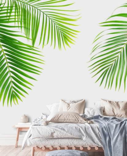 light green palm leaves wallpaper
