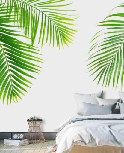light green palm leaves wallpaper