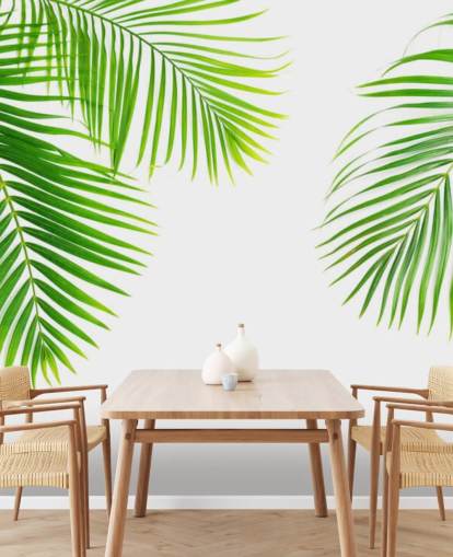 lichtgroene palmbladeren behang