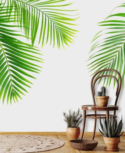 light green palm leaves wallpaper