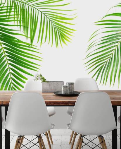 light green palm leaves wallpaper