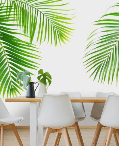 light green palm leaves wallpaper