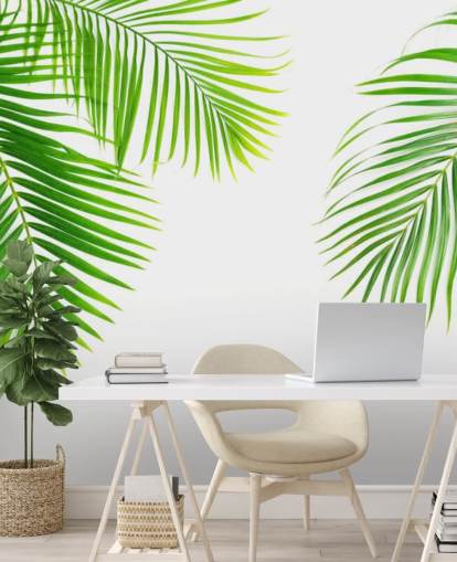 light green palm leaves wallpaper