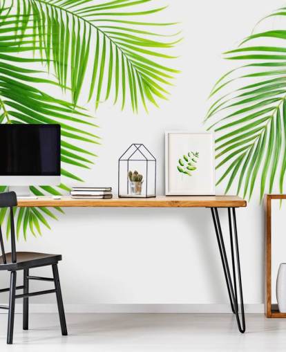 light green palm leaves wallpaper