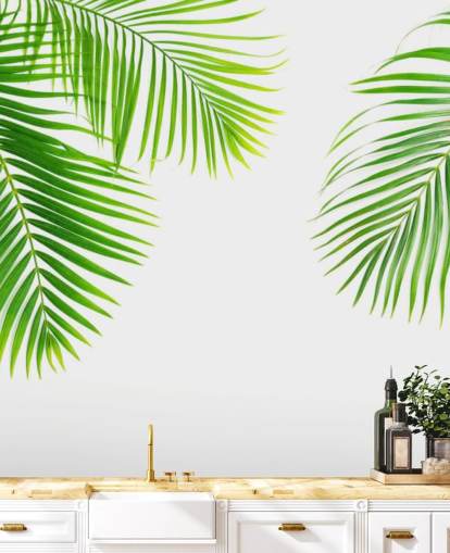 light green palm leaves wallpaper