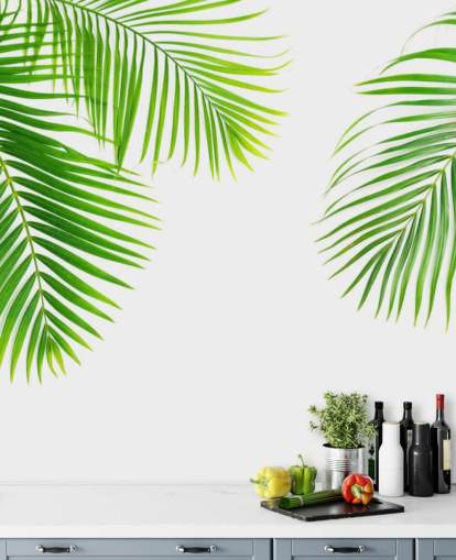 light green palm leaves wallpaper