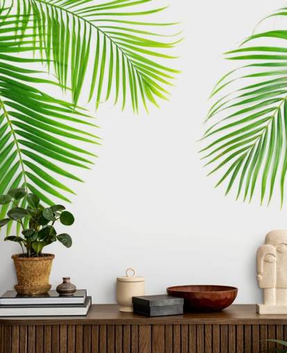 light green palm leaves wallpaper