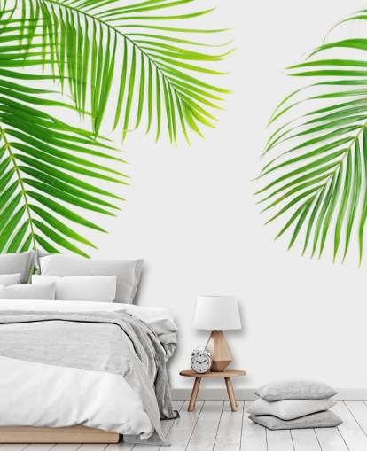 light green palm leaves wallpaper