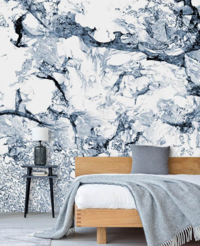 blue and black marble effect wallpaper mural called Blue Black Marble for bathrooms and kitchens