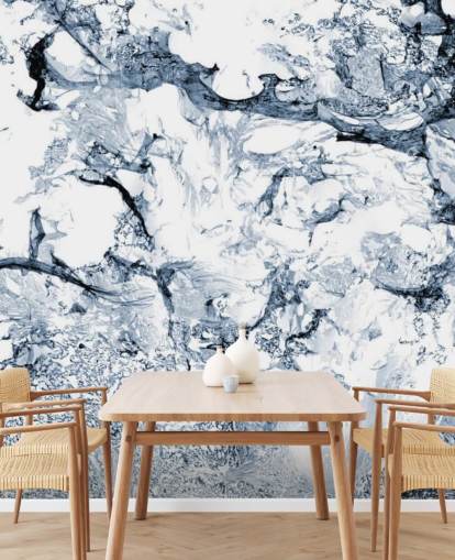 blue and black marble effect wallpaper mural called Blue Black Marble for bathrooms and kitchens