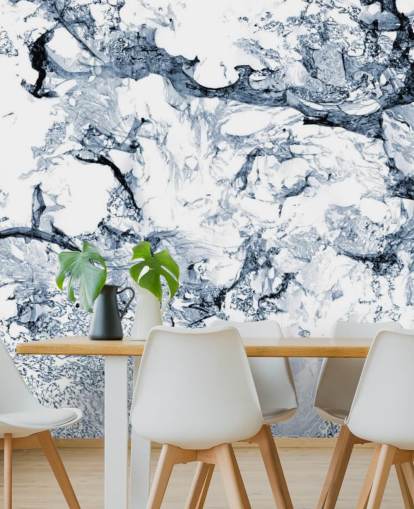 blue and black marble effect wallpaper mural called Blue Black Marble for bathrooms and kitchens