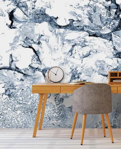 papier peint mural effet marbre bleu et noir appelé Blue Black Marble pour les salles de bain et les cuisines