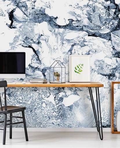 mural de papel pintado con efecto mármol azul y negro llamado Blue Black Marble para baños y cocinas mural de papel pintado con efecto mármol azul y negro llamado Blue Black Marble para baños y cocinas