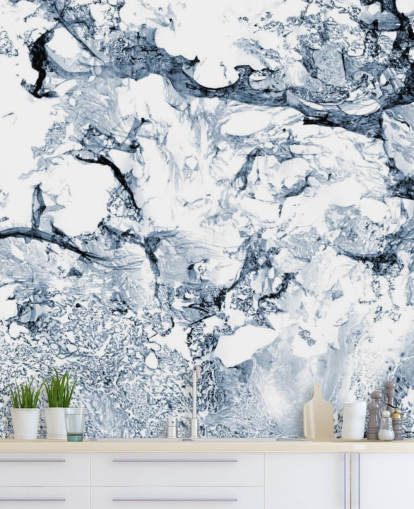 blå og svart marmor effekt tapetmaleri kalt Blue Black Marble for bad og kjøkken blå og svart marmor effekt tapetmaleri kalt Blue Black Marble for bad og kjøkken