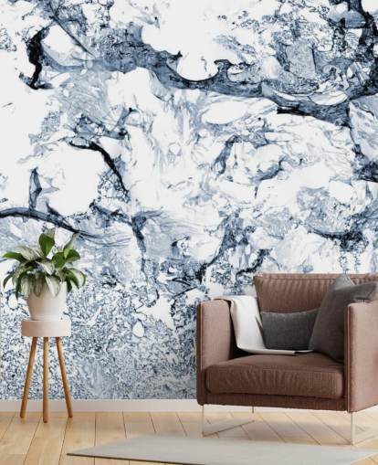 muurschildering met blauw en zwart marmereffect genaamd Blue Black Marble voor badkamers en keukens muurschildering met blauw en zwart marmereffect genaamd Blue Black Marble voor badkamers en keukens
