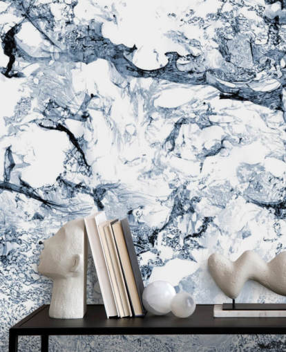 blue and black marble effect wallpaper mural called Blue Black Marble for bathrooms and kitchens blue and black marble effect wallpaper mural called Blue Black Marble for bathrooms and kitchens